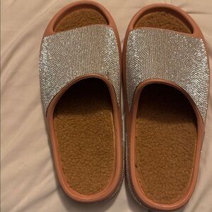 Sparkling Silver Slide Sandals